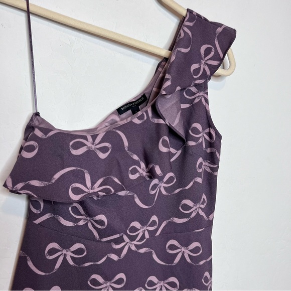 BANANA REPUBLIC Bow Print One Shoulder Mini Dress. Size 2 - Picture 3 of 8